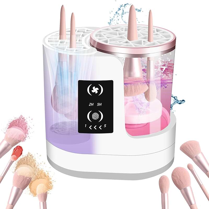 Electric 3-in-1 Makeup Brush Cleaner with Wash, Dry, Storage