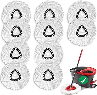 10 Microfiber Spin Mop Replacement Heads for Easy Floor Cleaning