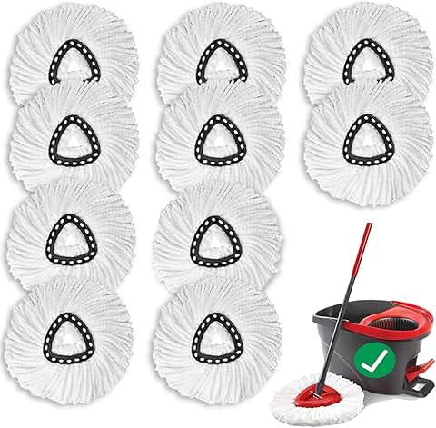 10 Microfiber Spin Mop Replacement Heads for Easy Floor Cleaning