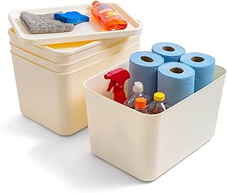 Set of 4 Large Plastic Storage Bins with Lids