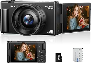 4K Compact Vlogging Camera with Flip Screen and 18X Zoom