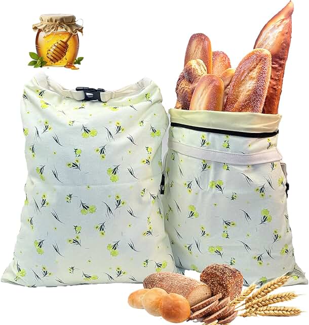 Reusable Beeswax Bread Bags, 2 Pack, Large Organic Cotton