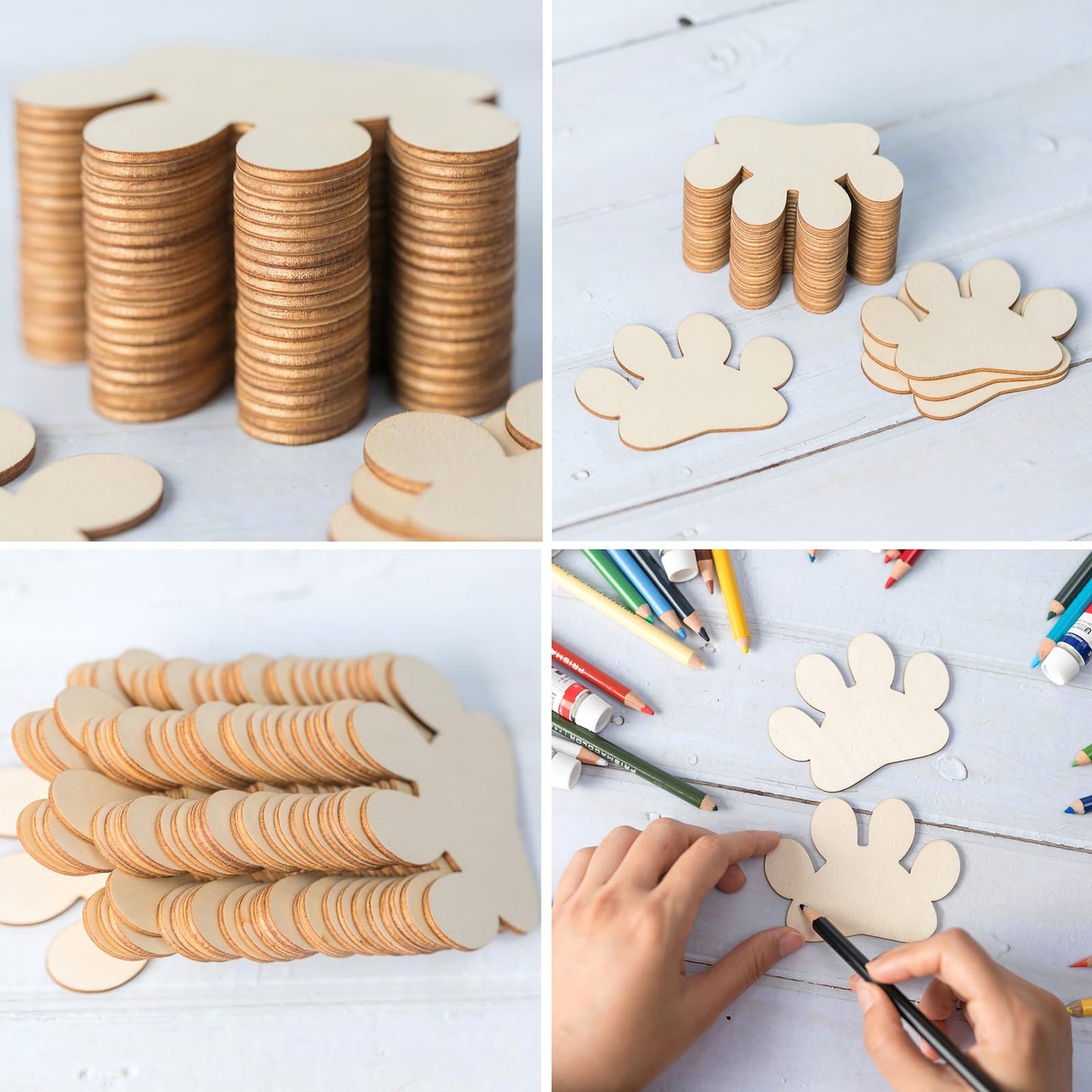 24pcs Wooden Dog & Cat Paw Shape Tags for Decorations