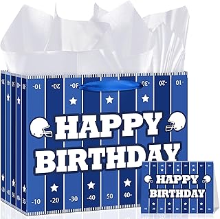 Large Blue Football Gift Bag for Sports Party