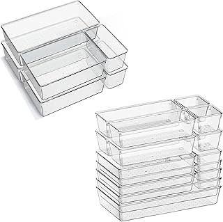 22 Large Clear Plastic Drawer Organizer Bins