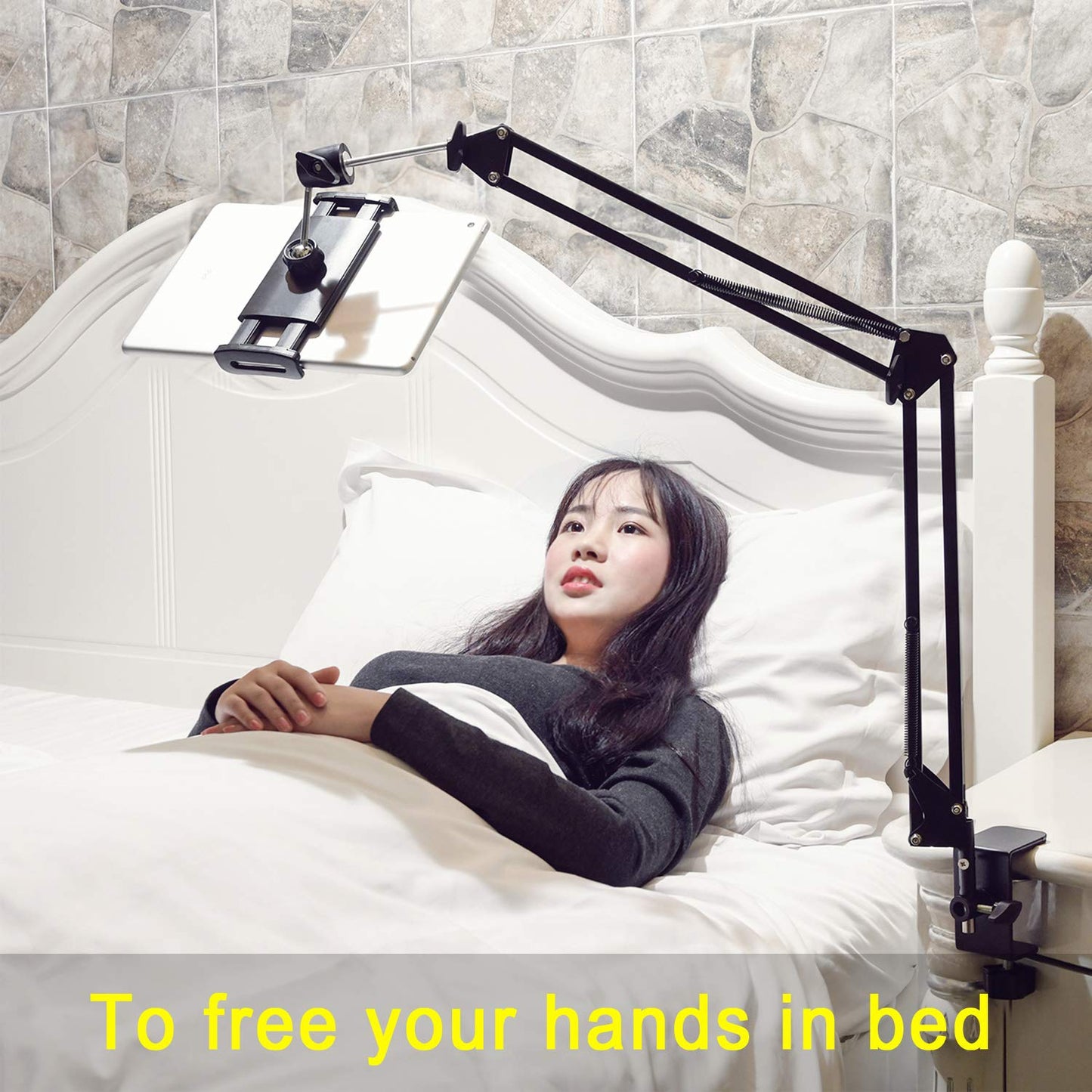 Tablet Stand for Bed,360 Degree Rotating Bed Tablet Mount Holder Stand with Aluminum Arm for iPad,iPhoneXS,N-Switch, Kindle ,or Other 4~11 inch Devices