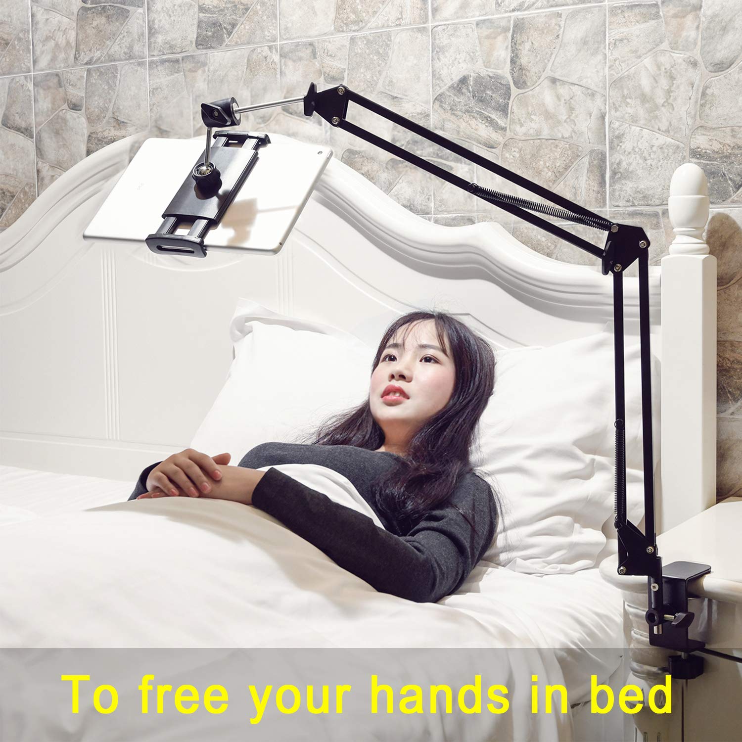 Tablet Stand for Bed,360 Degree Rotating Bed Tablet Mount Holder Stand with Aluminum Arm for iPad,iPhoneXS,N-Switch, Kindle ,or Other 4~11 inch Devices