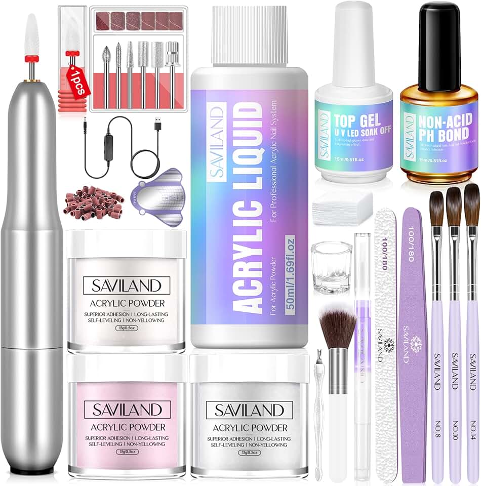 Acrylic Nail Kit with Drill and Supplies for Beginners