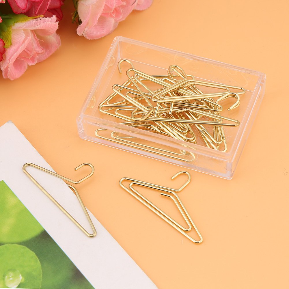 12 Hanger-Shaped Metal Paper Clips for Office and Home