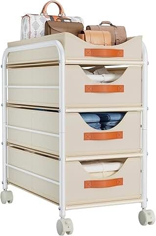 4-Tier Fabric Closet Storage Drawer Bins with Wheels