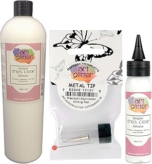 Clear water-based adhesive with precision applicator