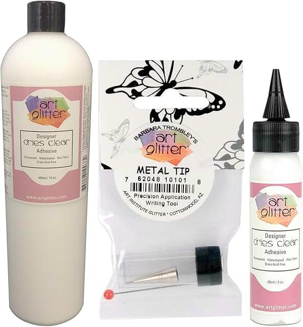 Clear water-based adhesive with precision applicator