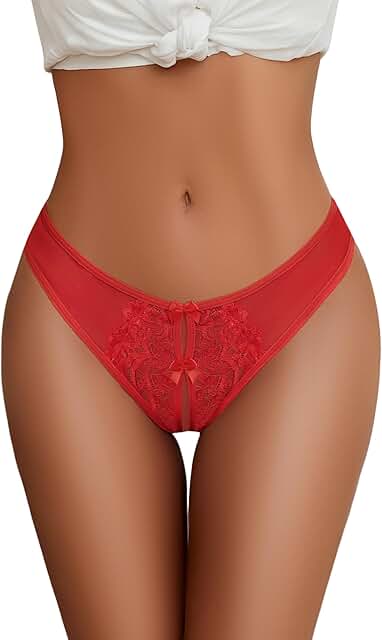 Sexy Mesh Lace Women's Cheeky Panties with Bow Pack