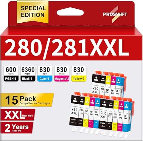 15 Pack XXL Ink Cartridges for Canon Pixma Printers