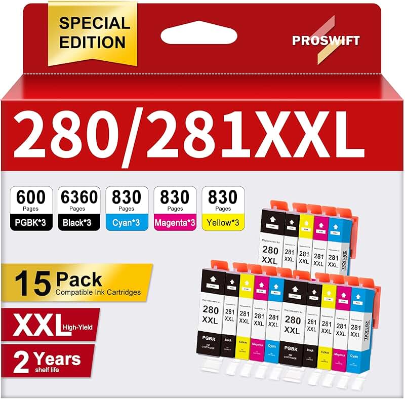 15 Pack XXL Ink Cartridges for Canon Pixma Printers