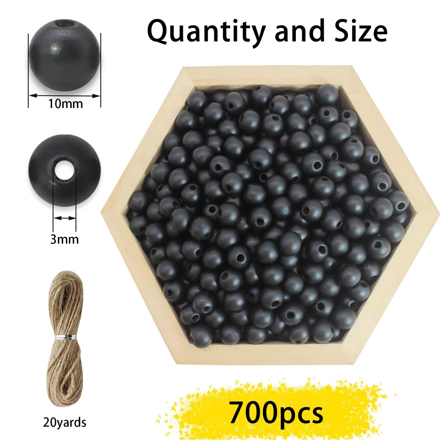 Black Wooden Beads for Jewelry and Home Decor, 700pcs