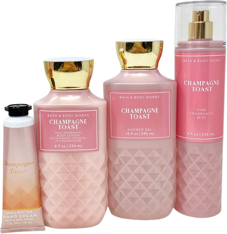 Champagne Toast Gift Set with Lotion, Shower Gel, Mist, and Hand Cream