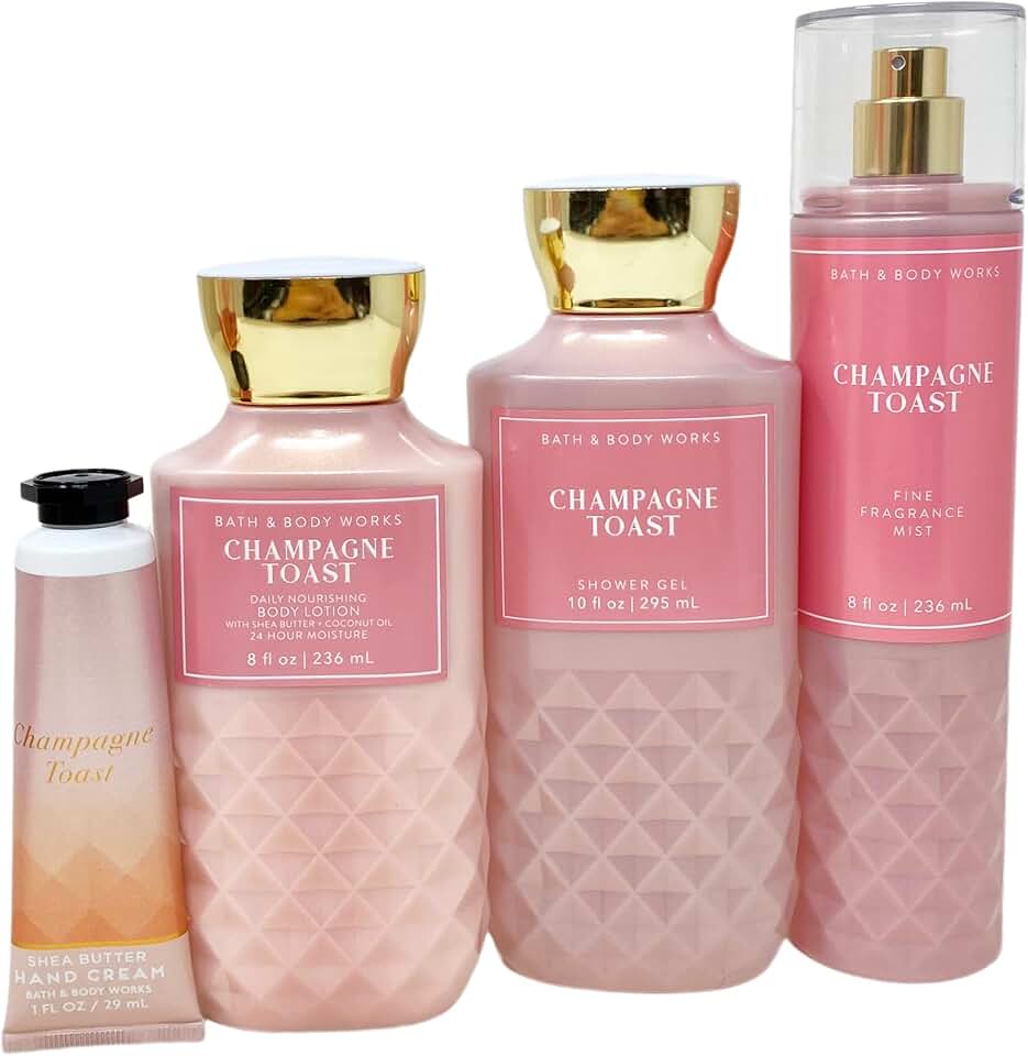 Champagne Toast Gift Set with Lotion, Shower Gel, Mist, and Hand Cream