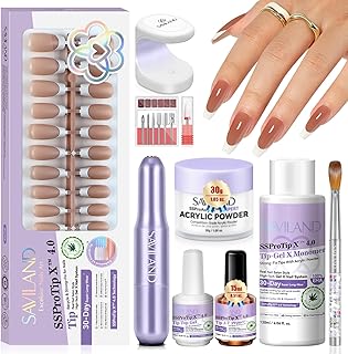 Acrylic Nail Kit with 160 Long Nude Tips and Tools