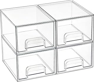 Set of 4 Clear Stackable Storage Drawers for Home Organization