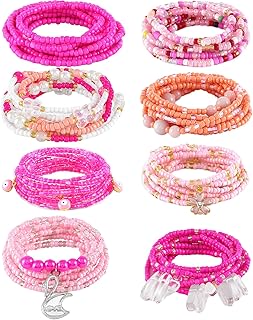 Colorful 50-inch African Waist Beads for Women, 8 Pcs