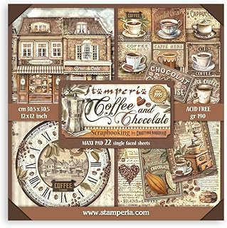 Coffee and Chocolate Scrapbooking Paper, 22 Sheets