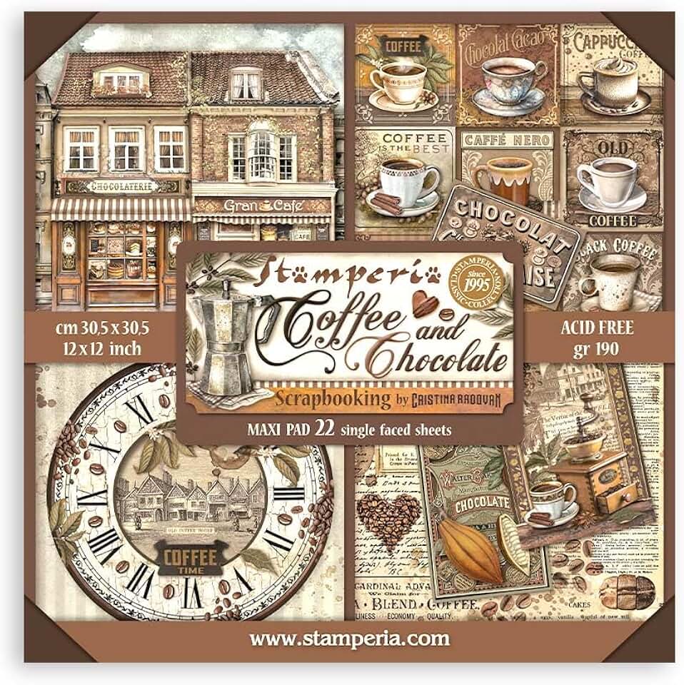 Coffee and Chocolate Scrapbooking Paper, 22 Sheets