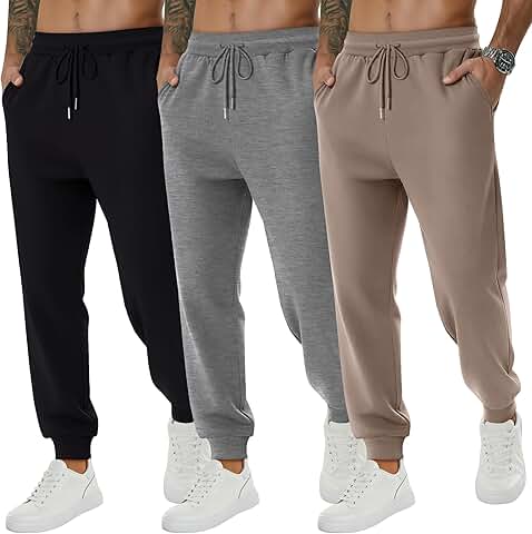 Three men's big and tall athletic joggers with pockets