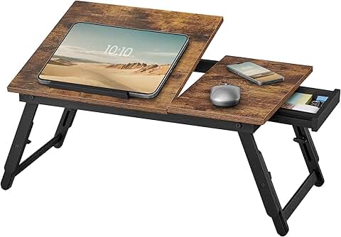 Adjustable Folding Bed Laptop Desk with Drawer