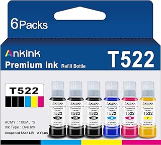 Black Ink Refill Bottles for EcoTank Printers, 6 Pack