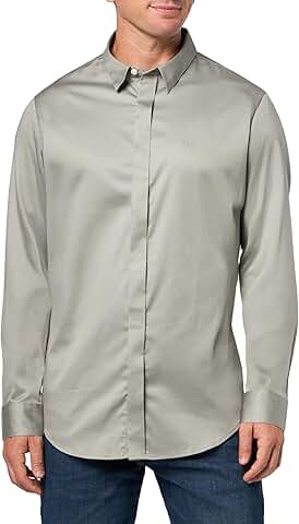 Men's Long Sleeve Solid Slim Button-Down Shirt