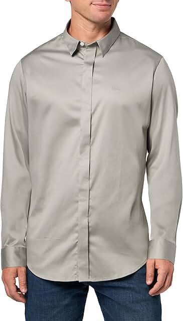 Men's Long Sleeve Solid Slim Button-Down Shirt