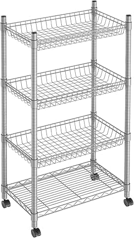 4-Tier Metal Wire Shelving with Adjustable Feet