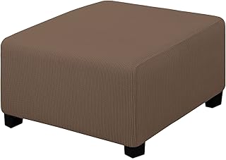Stretch Square Ottoman Cover, 30x30x15 inches, Brown