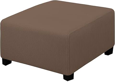 Stretch Square Ottoman Cover, 30x30x15 inches, Brown