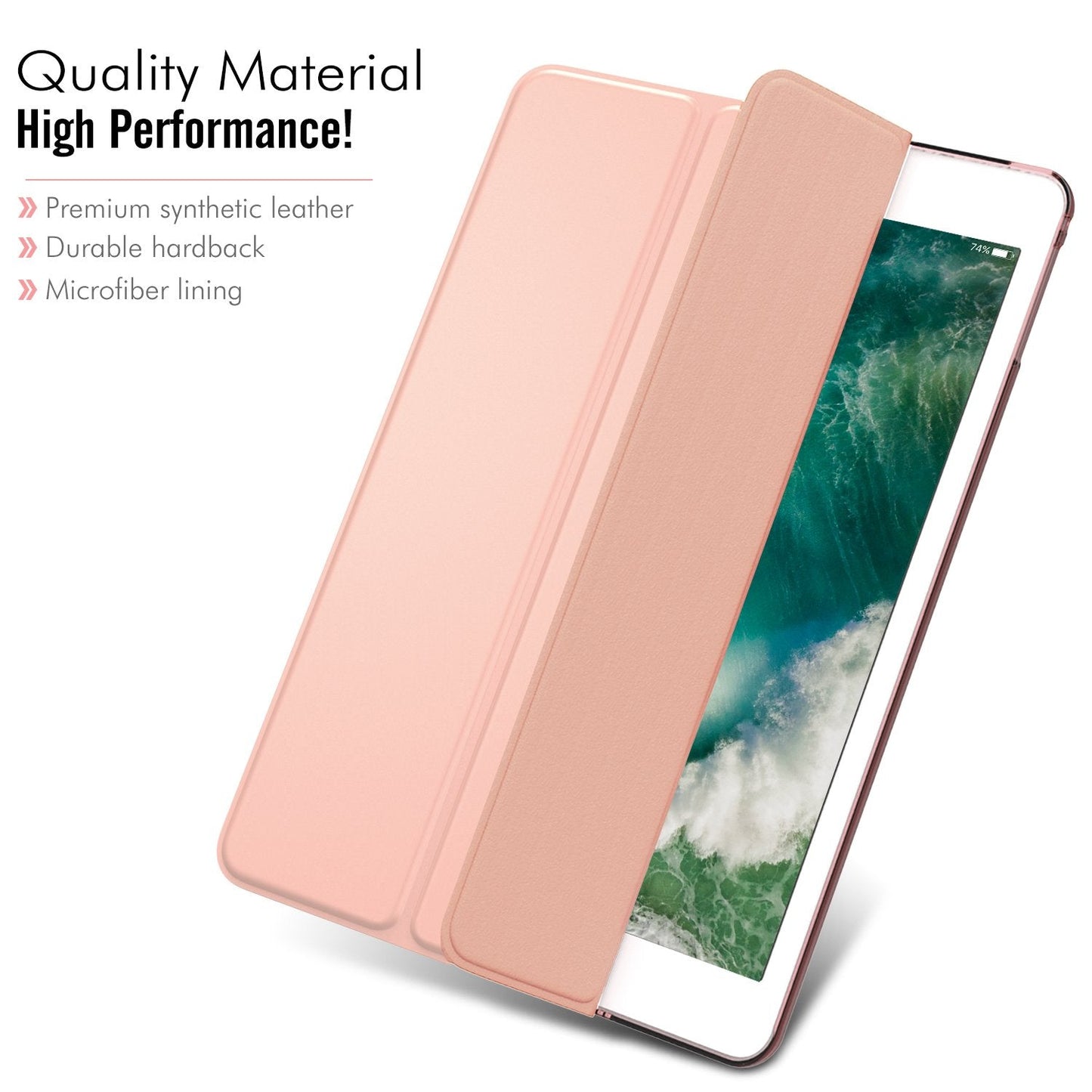 Case Fit 2018/2017 iPad 9.7 5th / 6th Generation - Slim Lightweight Smart Shell Stand Cover with Translucent Frosted Back Protector Fit Apple iPad 9.7 Inch 2018/2017, Rose Gold(Auto Wake/Sleep)