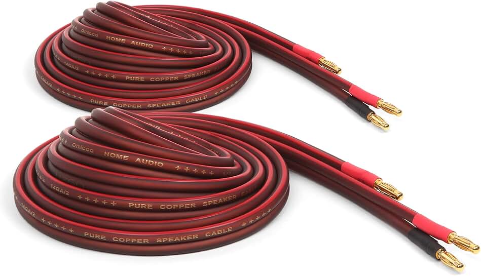 14-Gauge Copper Speaker Cables, 13 Feet, 2 Pack