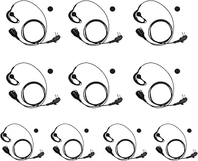 G Shape Earpiece Headset with PTT Mic for Walkie Talkie (10 Pack)