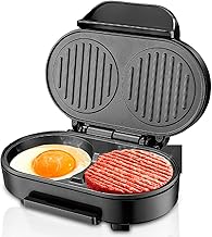 Electric breakfast and burger grill with touch handle
