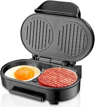 Electric breakfast and burger grill with touch handle