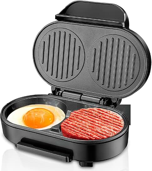 Electric breakfast and burger grill with touch handle