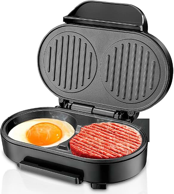 Electric breakfast and burger grill with touch handle