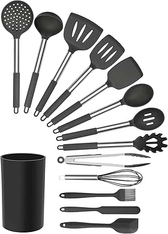 14-Piece Black and Gray Utensil Set