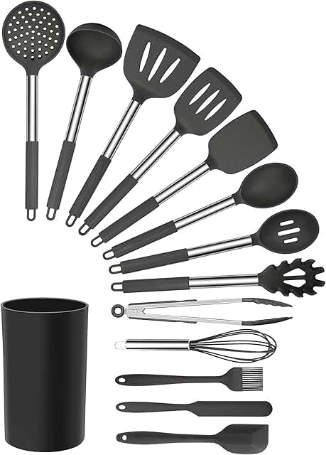 14-Piece Black and Gray Utensil Set