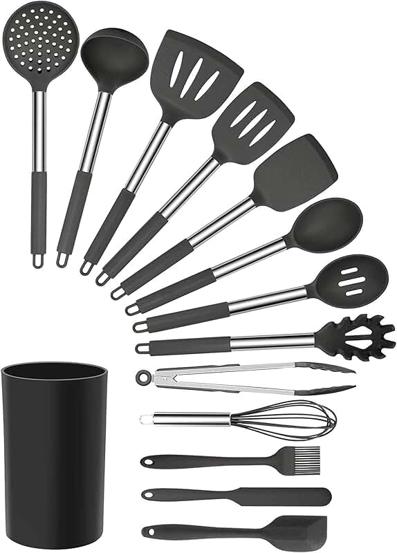 14-Piece Black and Gray Utensil Set