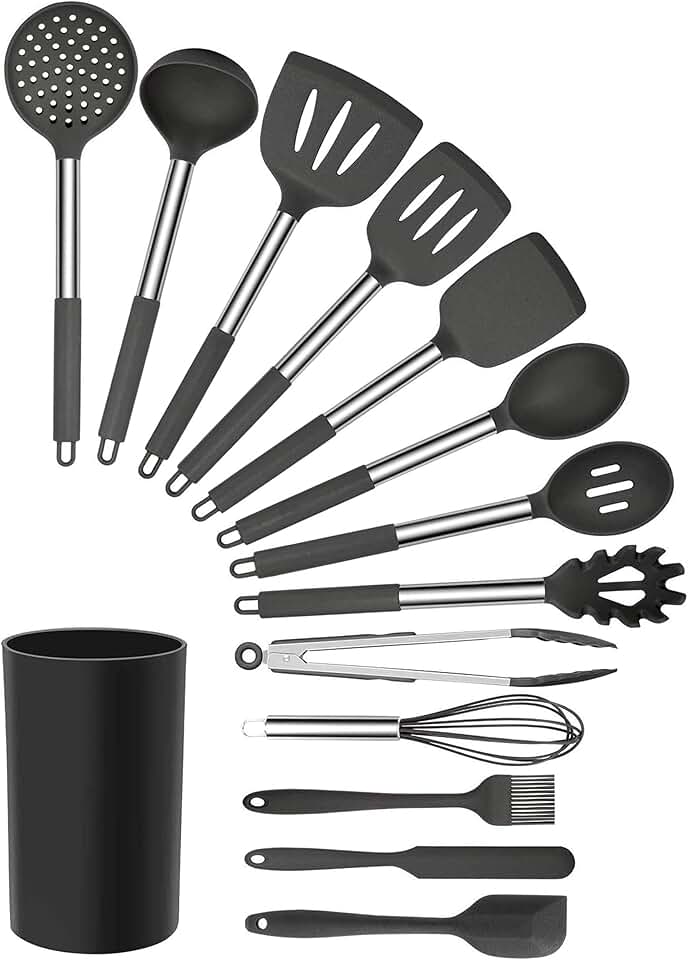 14-Piece Black and Gray Utensil Set