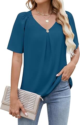 Women's Summer Casual Pleated Cap Sleeve Tunic