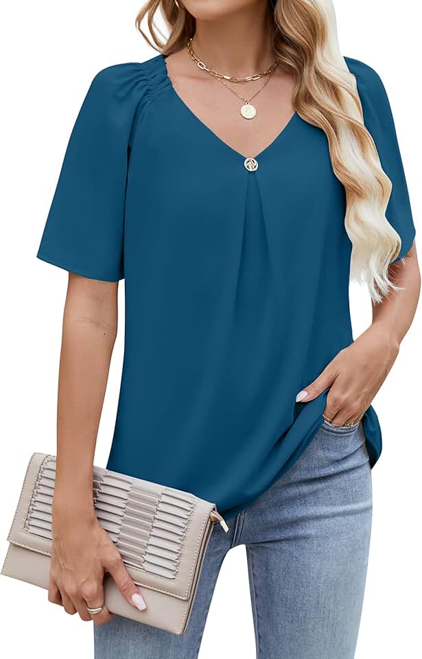 Women's Summer Casual Pleated Cap Sleeve Tunic