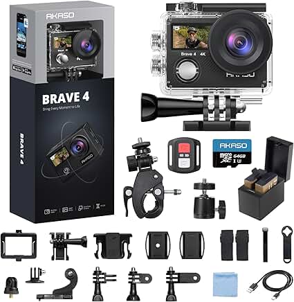 4K Action Camera with 64GB MicroSD and Accessories