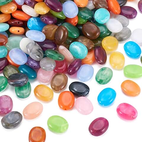 Multi-Color Acrylic Oval Spacer Beads 15x19mm, 340 pcs
